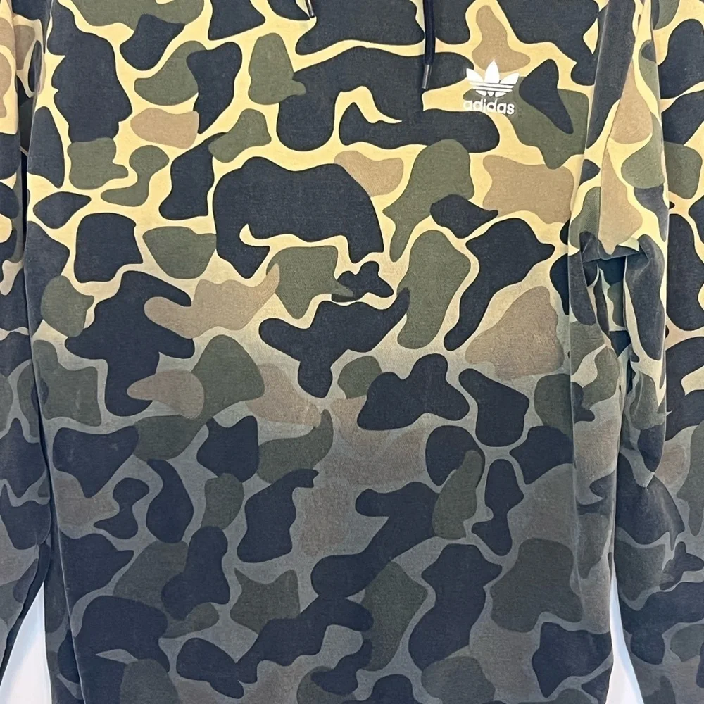Adidas Camo Hoodie Size S Men's Green Trefoil Firebird Logo Dip Dyed